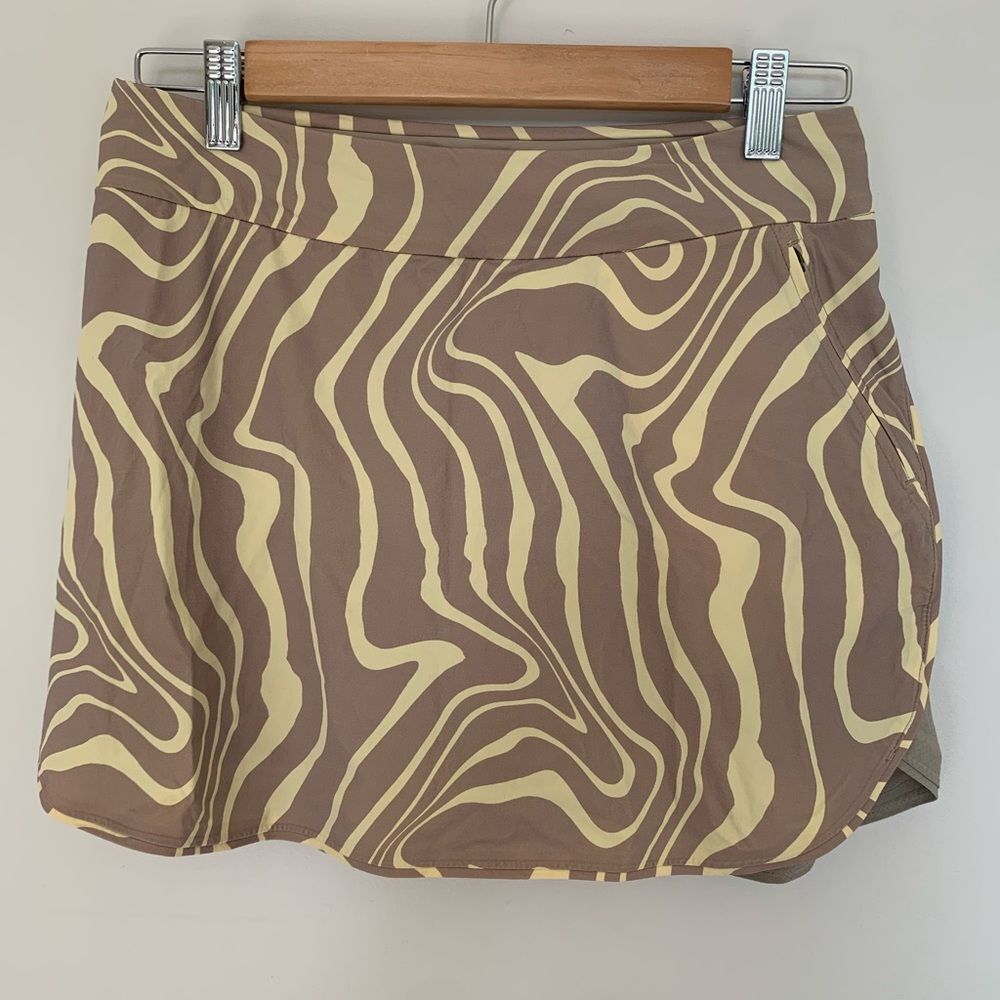 Outdoor voices pampas tan/beige and pastel yellow print swirl exercise skort S - Picture 2 of 6